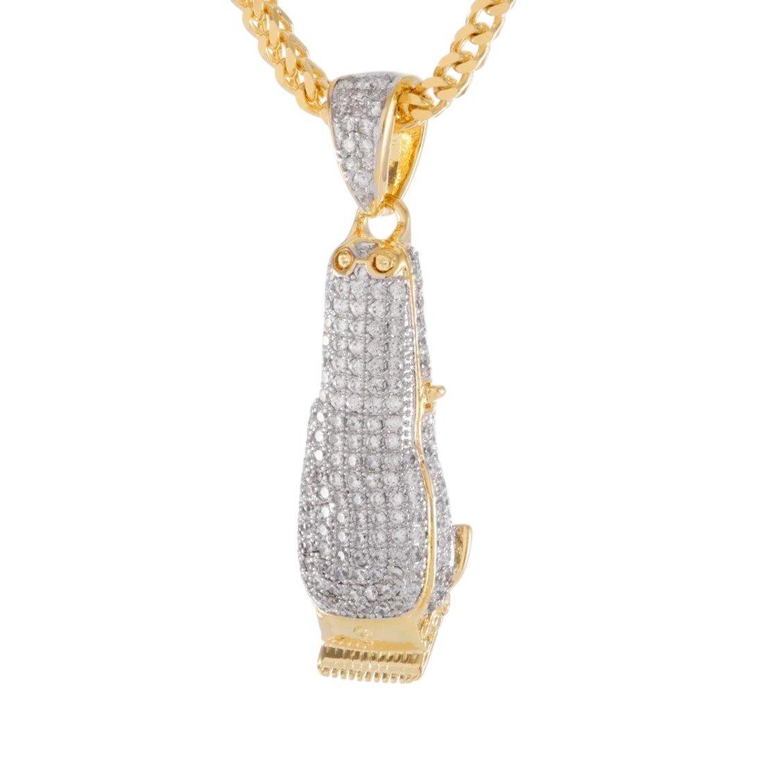 King Ice Barber Shop Clippers Necklace - Gold - GOLD